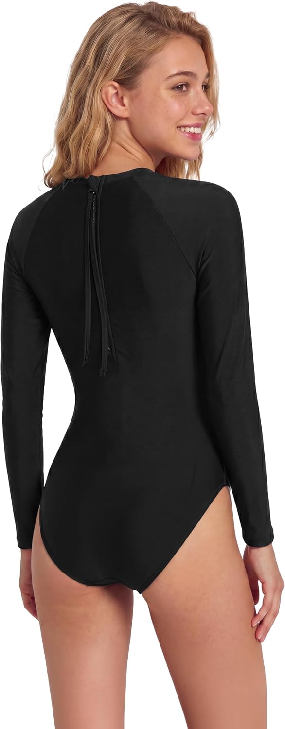 Period Swimwear One Piece Leakproof Menstrual Long Sleeve Swimsuits Rash Guard UPF 50+ Bathing Suit for Teens Girls