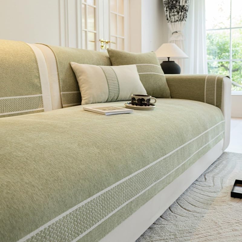 Housse de canapé lavable en chenille douce avec pompon déco - 2