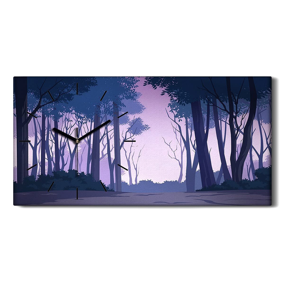 Horloge sur Toile Arbres Forestiers 60x30cm pour Décoration de Salon et Chambre