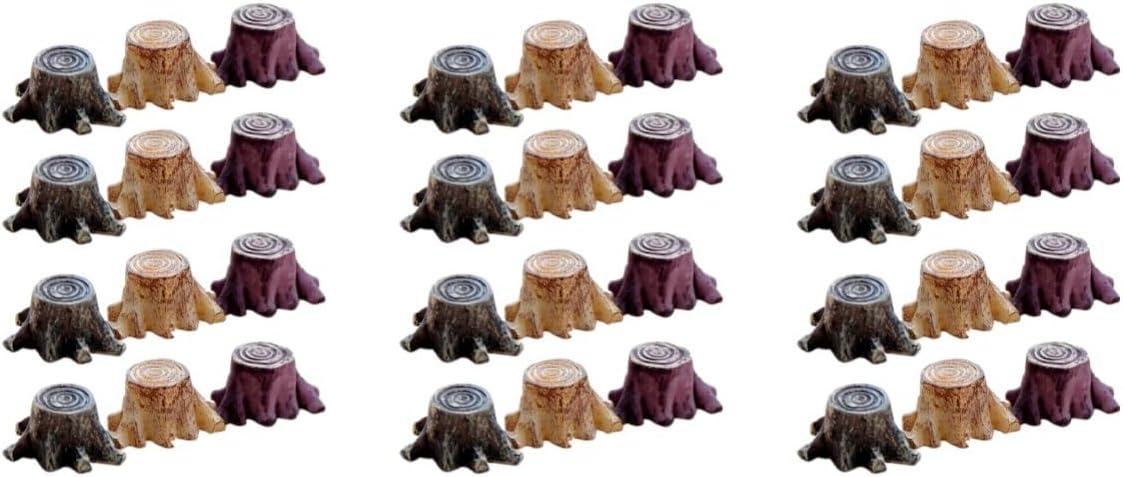 PAREKS 36 Pcs Small Stump Stool Miniature Furniture Rustic Furniture Terrarium Moss Bench Mini Garden Figurines Terrarium Resin Mini Figurines Root Stump Decoration Miniature Tree Stump/2385