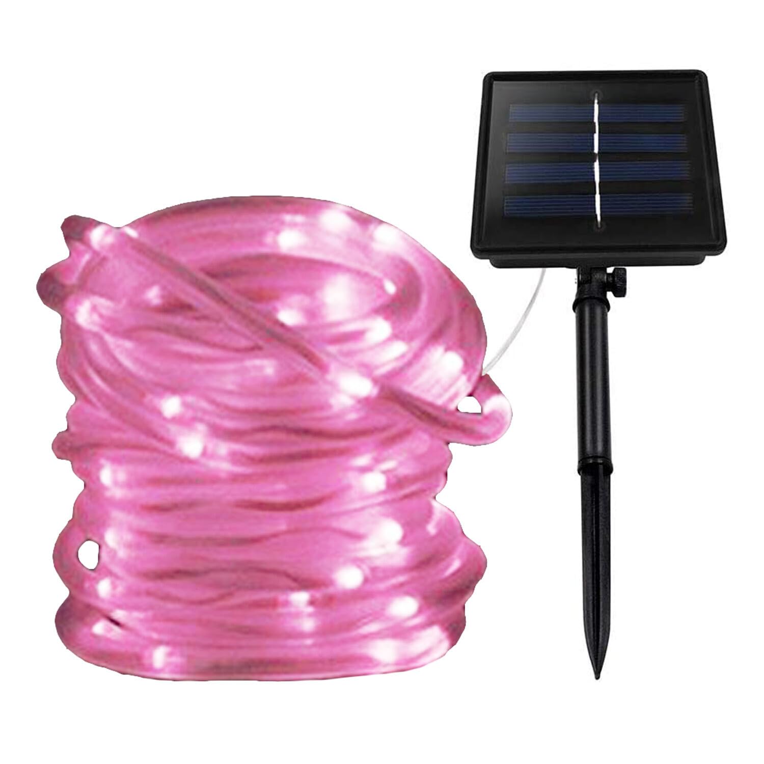GQL Solar Powered LED Rope Lights Waterproof Lawn Garden Outdoor Patio Decking Strip Light (10m (100LEDs) + 2m Lead Cable, Pink) โ image 1