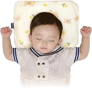 Gio Pillow ジオピロー まくら 枕 メッシュ 立体ホール設計 子供枕 子ども枕 子供用枕 こども お昼寝 通気性 韓国 丸洗いOK 衛生的 高耐久 枕カバー付き (ハニーベア, M)