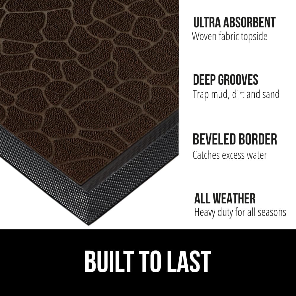 GORILLA GRIP 100% Waterproof All-Season WeatherMax Doormat, 72x24, US Designed Natural Rubber, Stain and Fade Resistant, Low Profile Indoor Outdoor Door Mats, Easy Clean Patio Mat, Dark Brown Pebble - Image 2