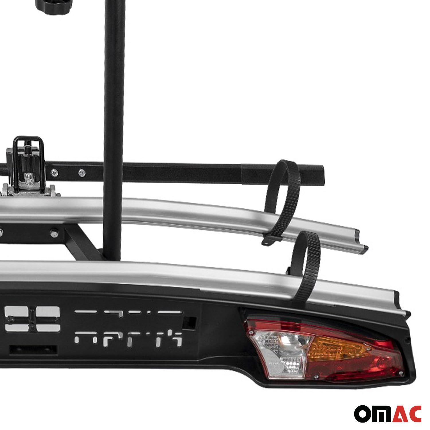 MENABO Portabici Merak Q Gancio Traino Portatutto Posteriore 2 Bici | Portatutto Posteriore Bici Pieghevole Rimovibile Leggero Accessori Cavalletto Bici Alluminio Nero Argento ABE