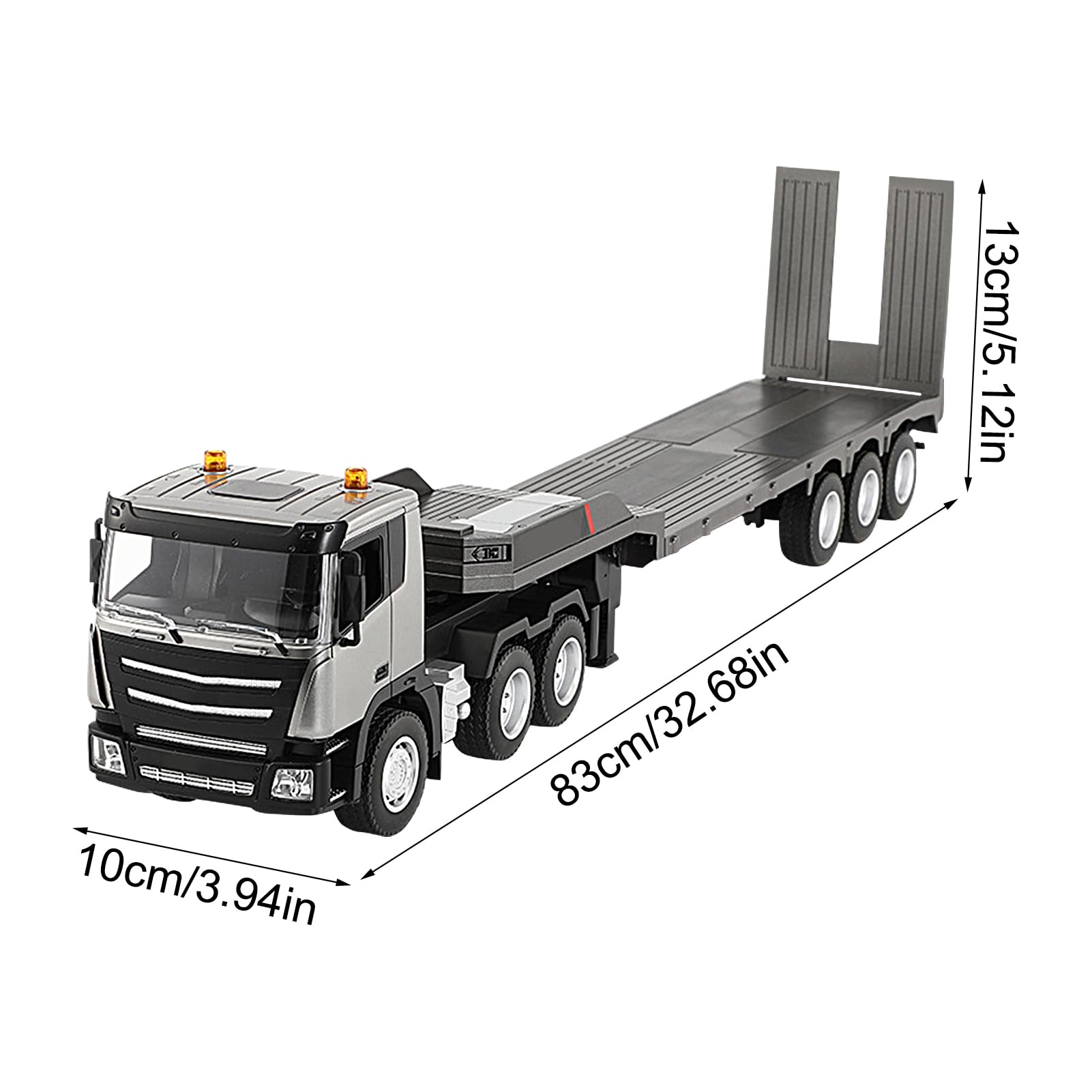 Genérico Remote Control Semi Truck - Camion RC Piattaforma 9 Ultra Lungo, LED E Suoni | Idee Regalo per Bambini, Auto RC 2,4GHz con Luce E Effetti Sonori