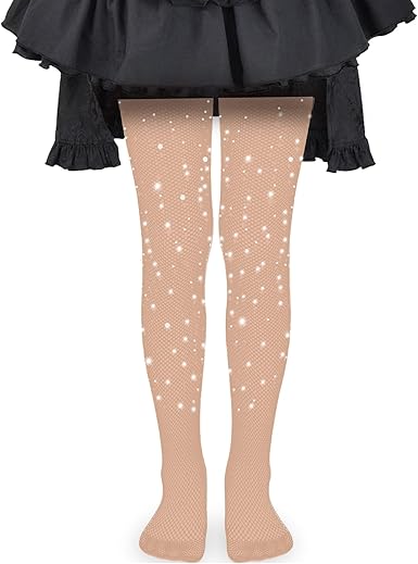 2er Set Glitzer Strumpfhosen Mädchen - Netzstrumpfhosen Mit Strass Für Halloween & Partys