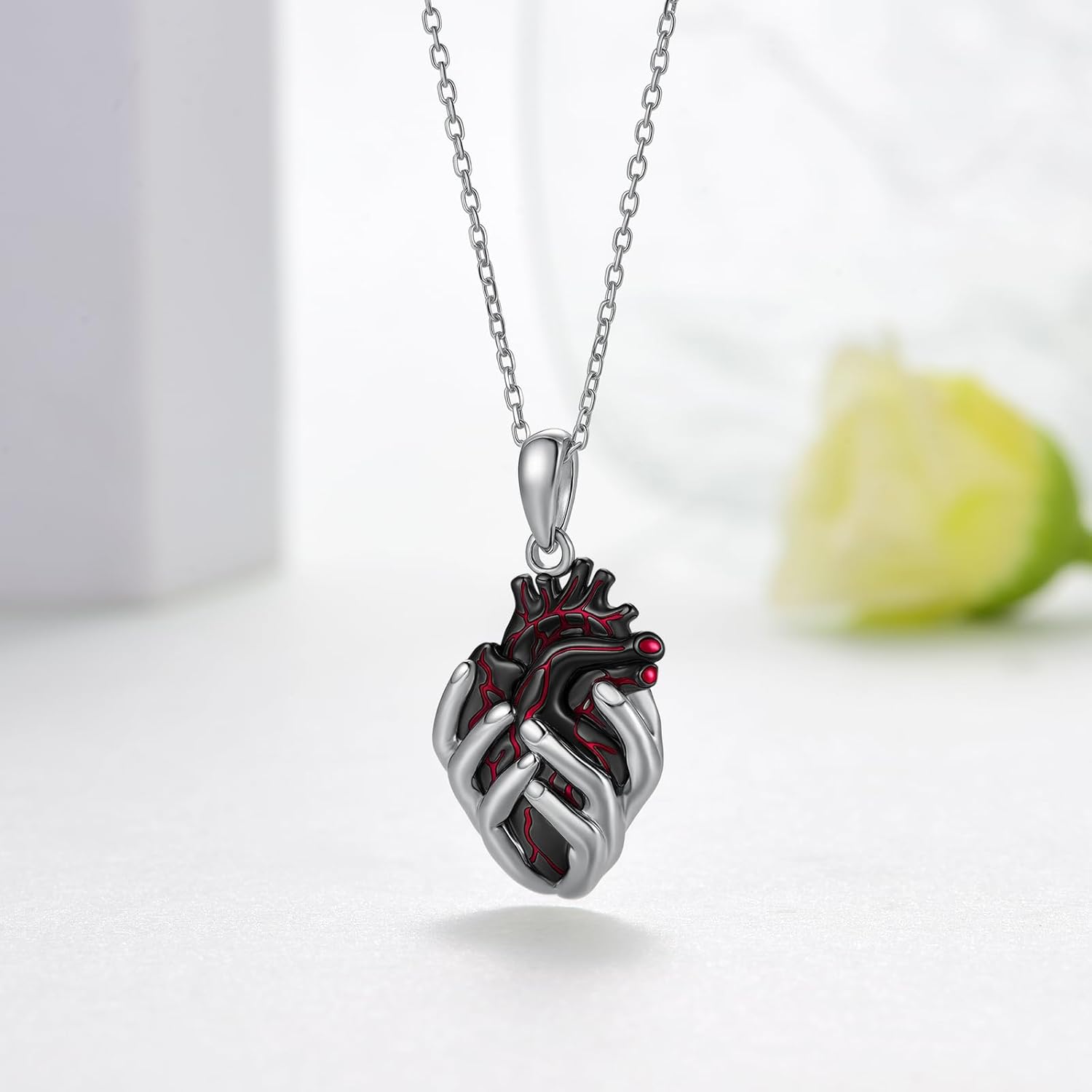 Anatomical Heart Pendant Necklace for Women 925 Sterling Silver Goth Anatomical Heart Necklace Gothic jewelry Gifts for Women - Image 2