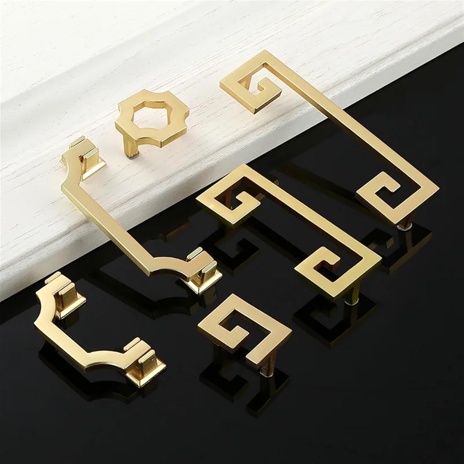 Furniture Hardware Modern Gold Handle European Style Square Cabinet Drawer Door Cabinet Zinc Alloy Handle Cabinet Handle 1Pcs (Color : 8012-Hole 96mm)