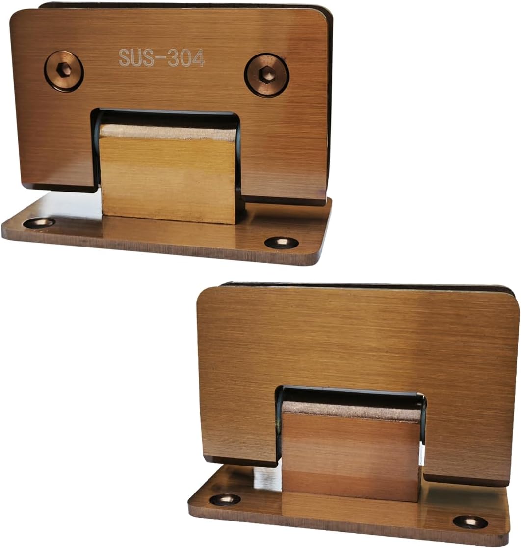 WANLIAN Glass Shower Door Hinges Heavy Duty 90 Degree Glass Door Cupboard Showcase Cabinet Clamp for 8-12 mm Shower Hinges Glass Door Wall-to-Glass 2PCS(Rose Gold)