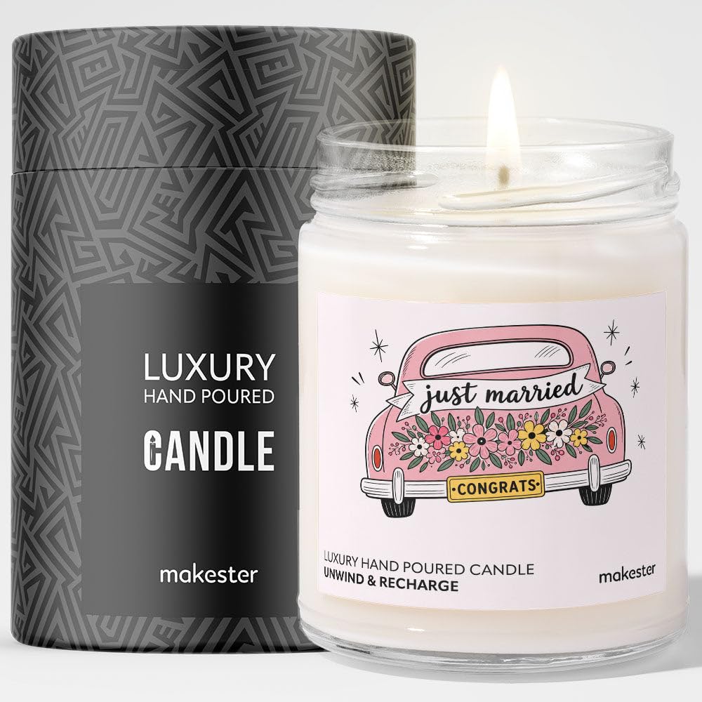 Wedding Gift for A Couple - Luxury Soy Wax Candle - Vanilla, Jasmine, Sugared Almond - Makester โ image 1