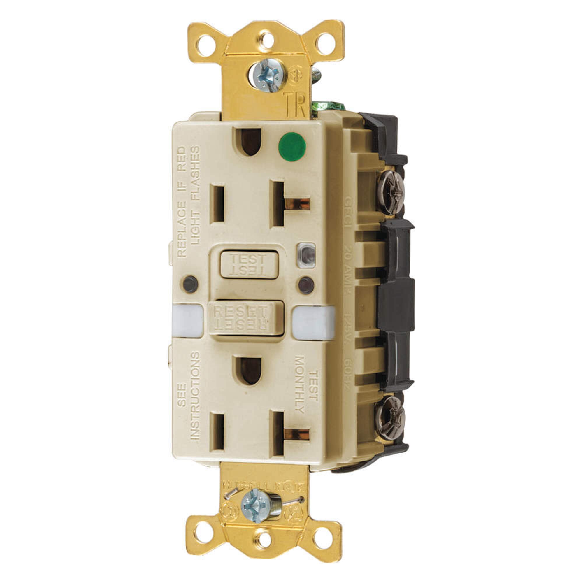 Hubbell - GFTRST83INL - 20A Heavy Use Hospital Grade Receptacle, Ivory; Tamper Resistant: Yes