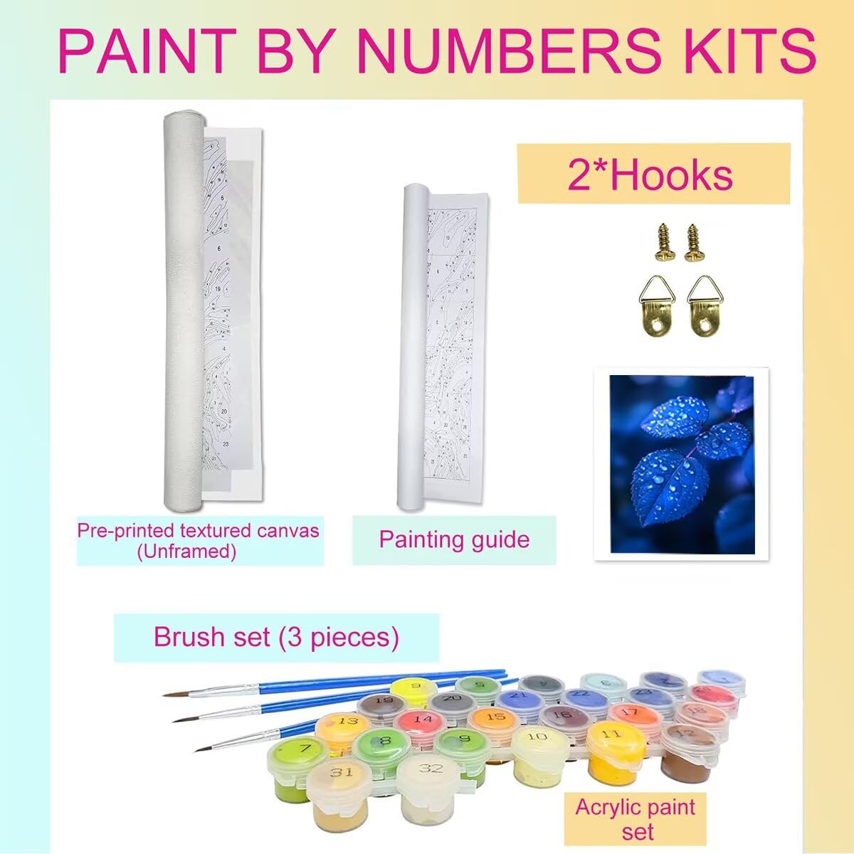 Dipingere con i Numeri Pianta, Paint by Numbers Adulti Paesaggio, Fai da te Creativi Adulti Quadri da Dipingere Numerati Kit per Decorazione Della Parete di Casa, Regalo 80x110 cm Senza Cornice JV-O