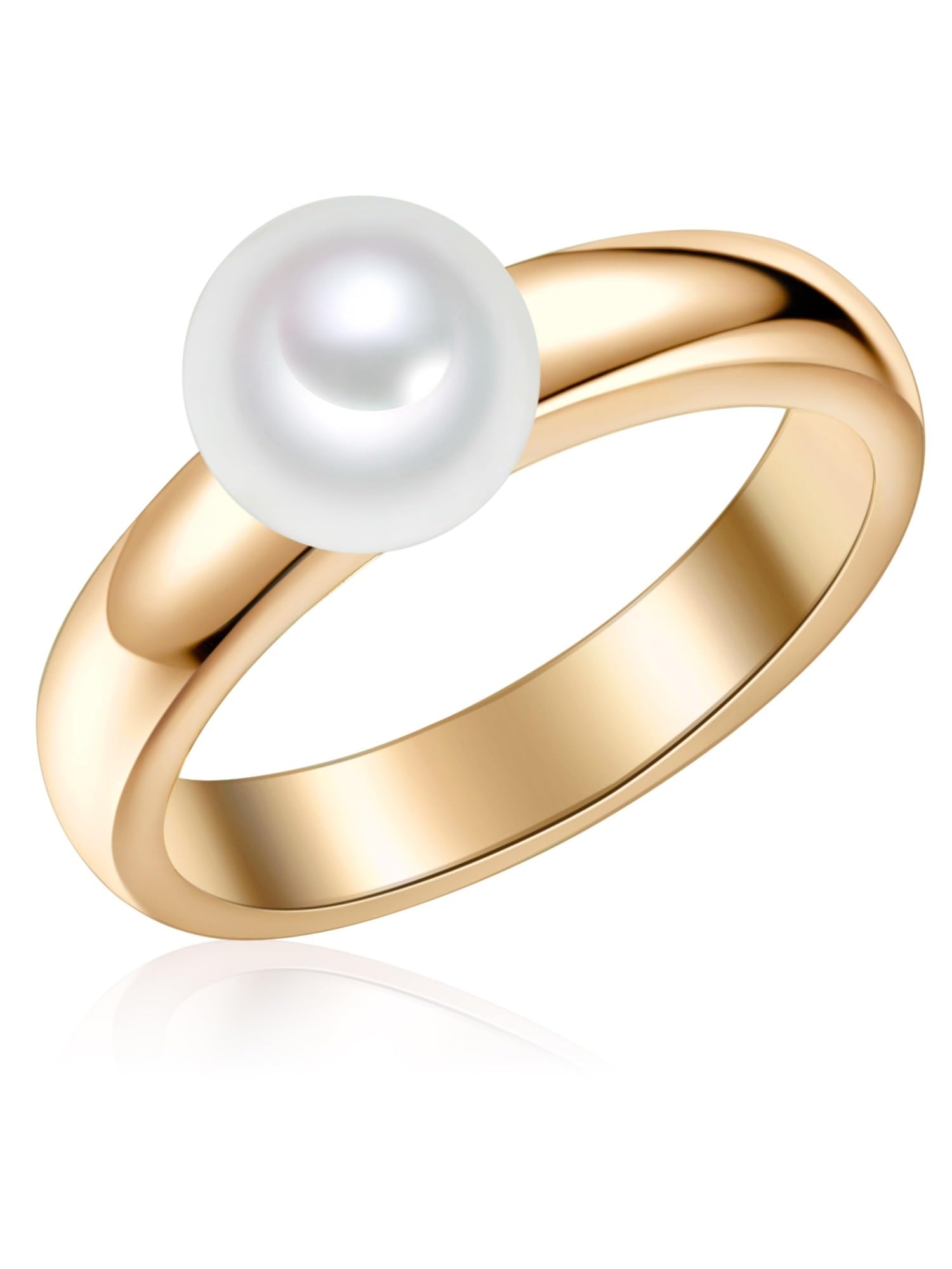 Valero Pearls Damen Ring Perlenring aus 925/- Sterling Silber gelbvergoldet