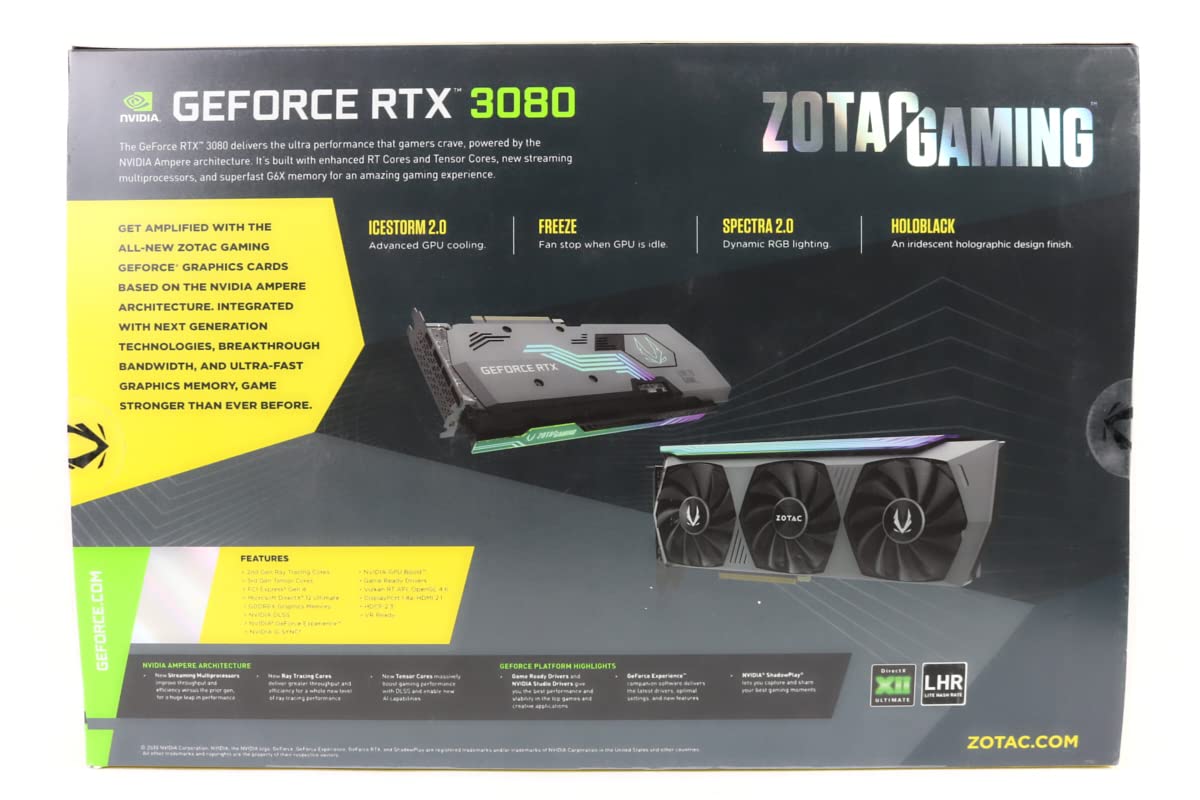 Amazon.com: ZOTAC Gaming GeForce RTX 3080 AMP Holo 10GB GDDR6X 320