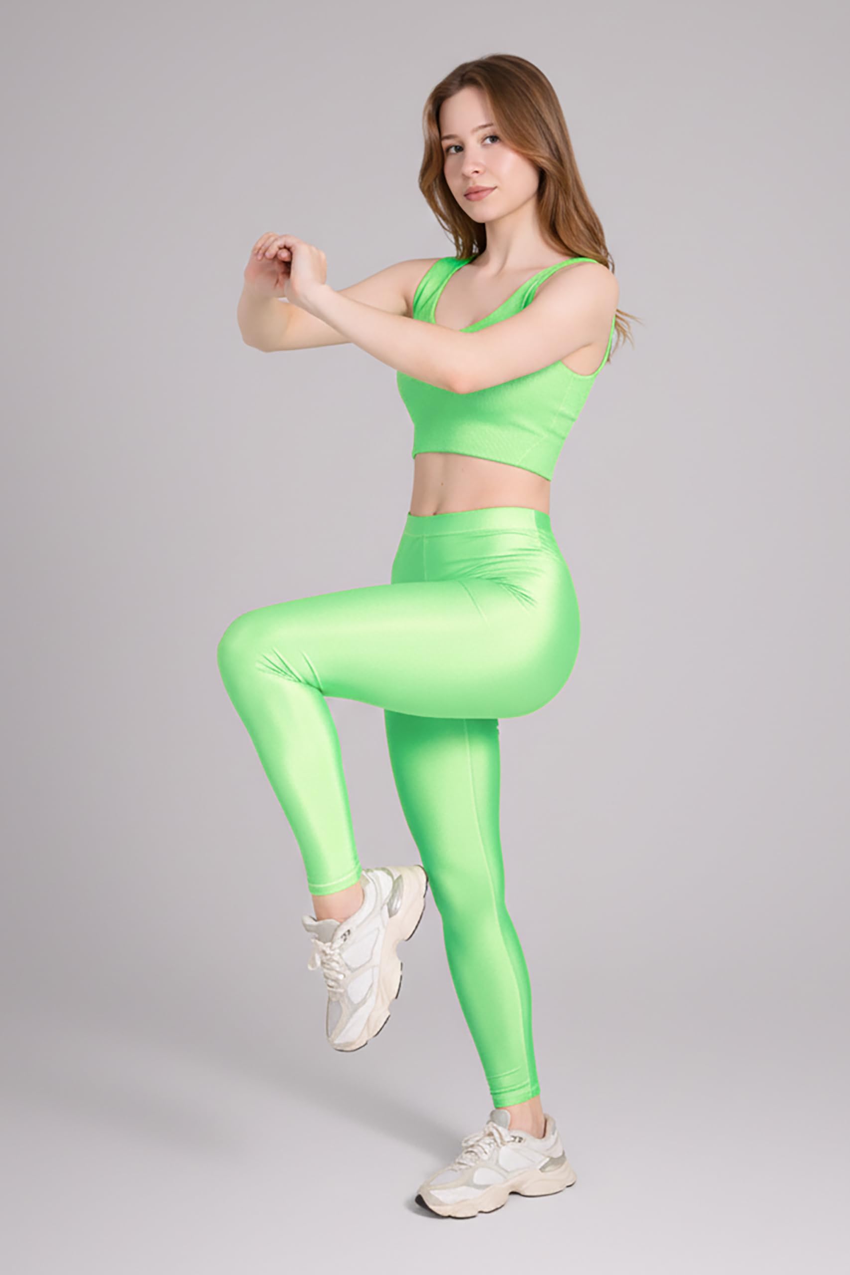 Lilax Leggings a Vita Alta da Donna, Pantaloni da Yoga Lucidi
