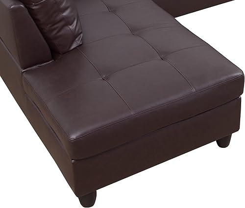 Miniatura 17 de Ponliving Furniture - Sofá seccional moderno de cuero en forma de L, para mano izquierda (rojo) Rojo