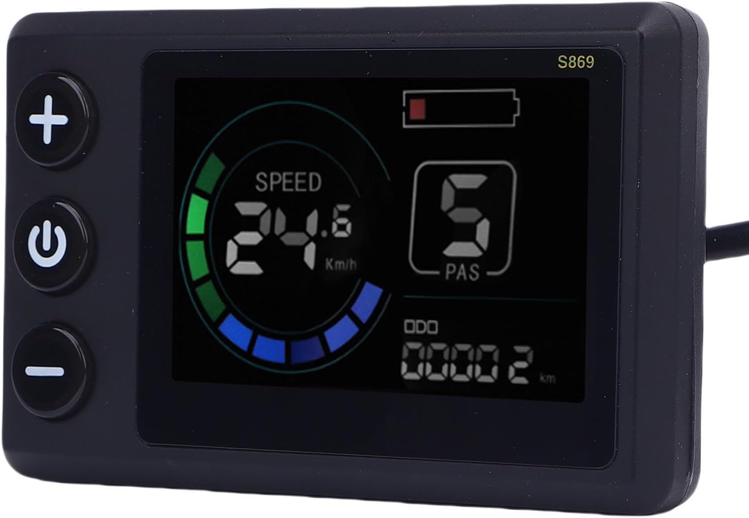 Close-up of the SPYMINNPOO S869 Electric LCD Display Meter screen.