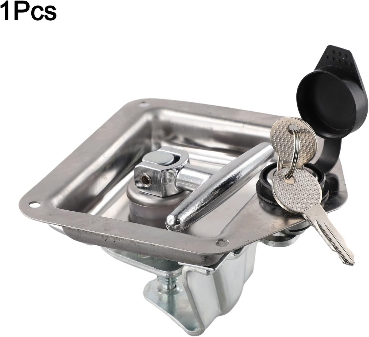 Stainless Steel T-Handle Tool Box Latch with Lock for Truck RV Camper Trailer UTV, Heavy Duty Folding Door Latch for Secure Storage, Silver