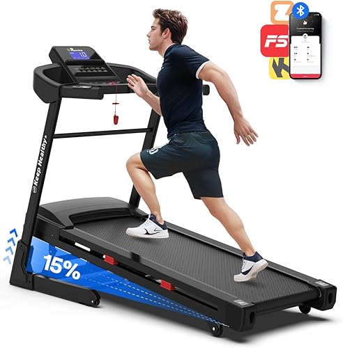 FYC Folding Treadmill for Home with Incline 330lb Weight Capacity 3.5HP Portable Electric Treadmill with Bluetooth, 12 Preset Programs Exercise