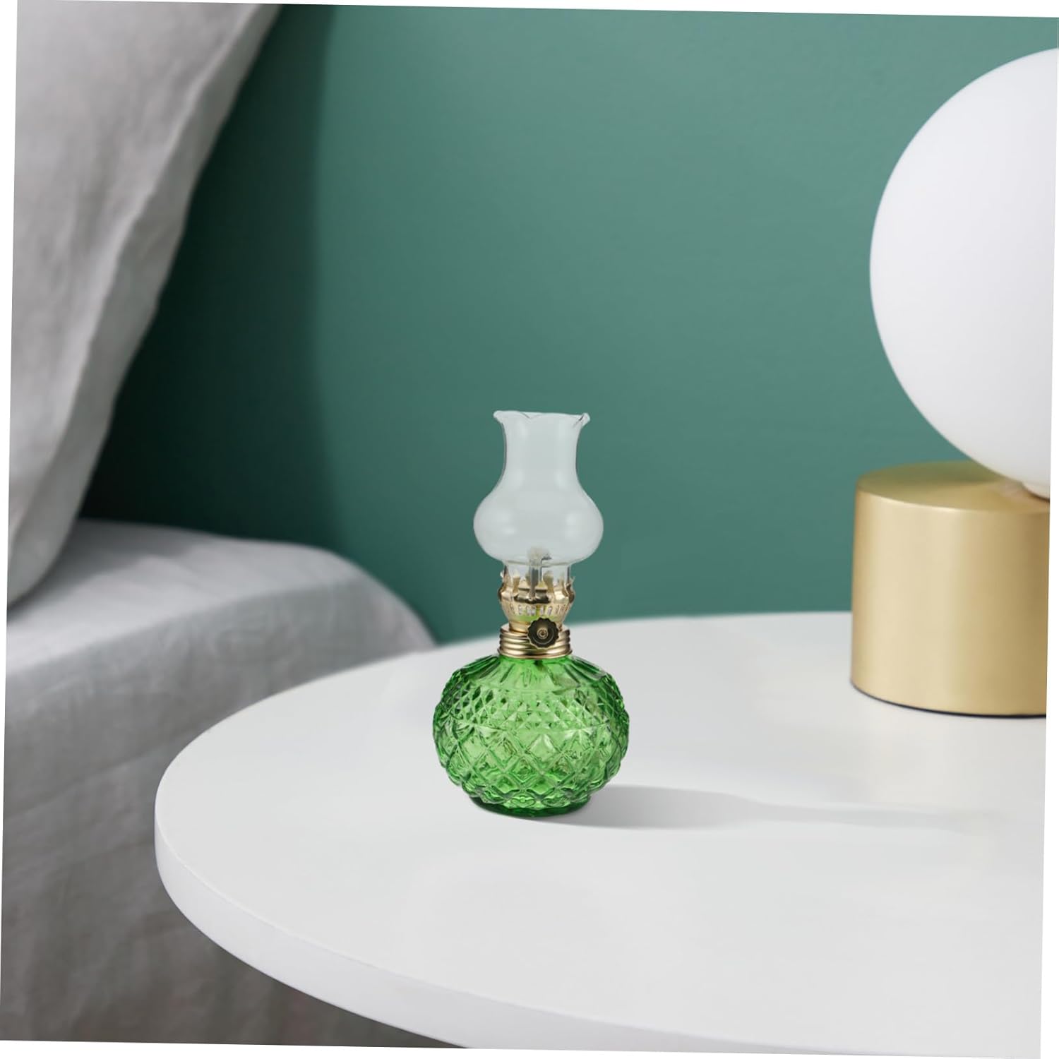 Vintage Kerosene Oil Lamp with Glass Chimney Adjustable Flame Warm Night Light for Indoor Home Decor and Emergency Use Retro Style Bedroom Living Ambient Lighting