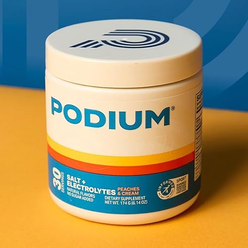 Miniatura 2 de Podium Nutrition Sal de entrenamiento + electrolitos en polvo, melocotones y crema, hidratación después del entrenamiento y apoyo para la