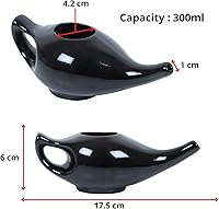 Vista 4 de Qimacplus Olla Neti de cerámica duradera a prueba de fugas con 10 sobres de sal Neti No metálico y cómodo agarre apto para microondas y Negro