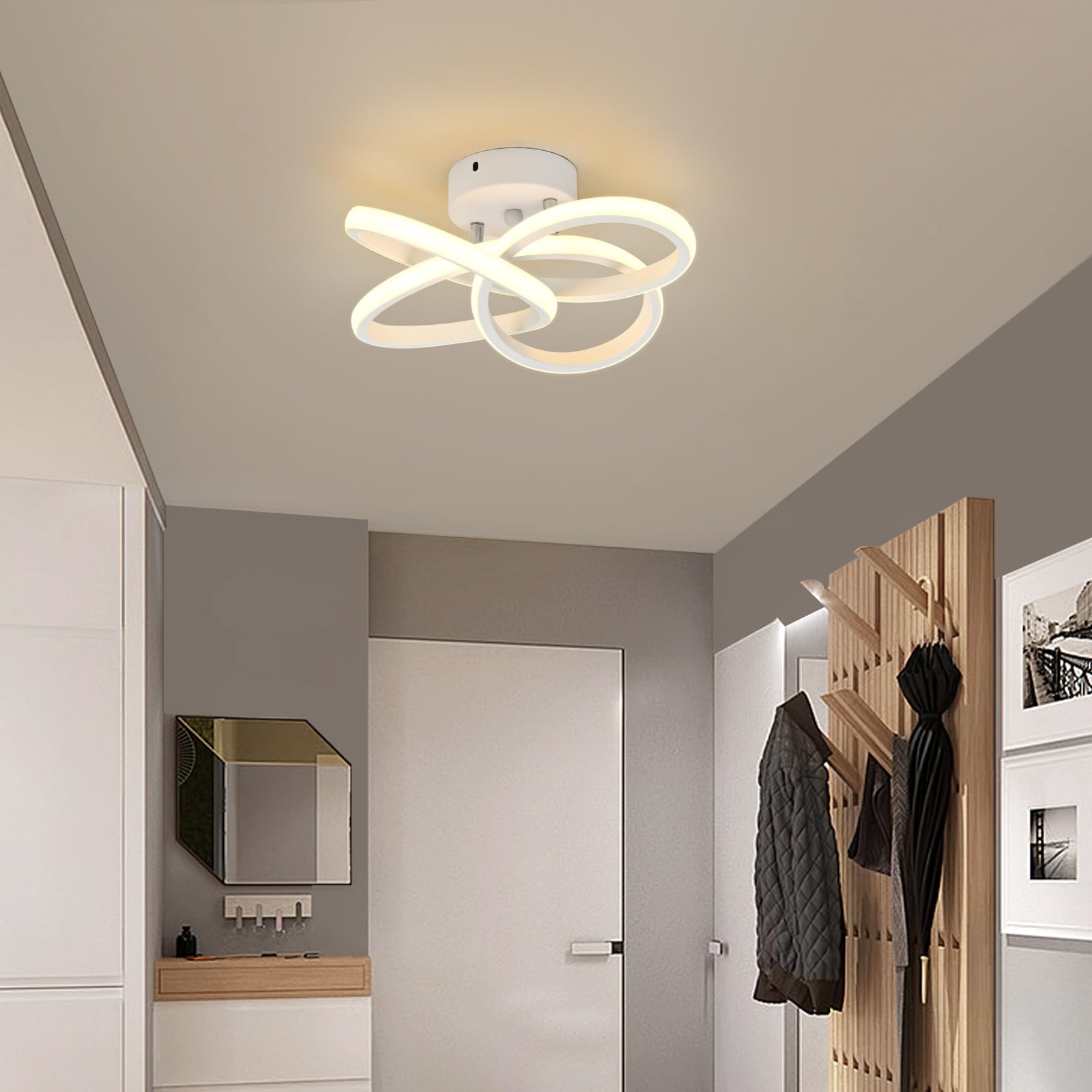 Plafoniera LED,Lampada da Soffitto Moderna 36W 3900lm, Plafoniere Design Fiore,Lampadario acrilico bianca per Soggiorno Cucina Bagno Camera da Letto Corridoio,Luce Bianco caldo 3000K,Diametro 31cm | Moderna Lampada da soffitto 36W 3900lm,Lampada di lusso,