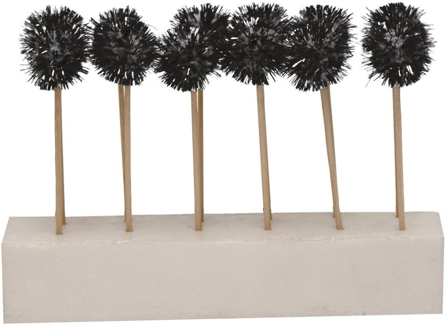 Creative Converting 12 Count Glitzポンポン付きカクテルピック、ブラック