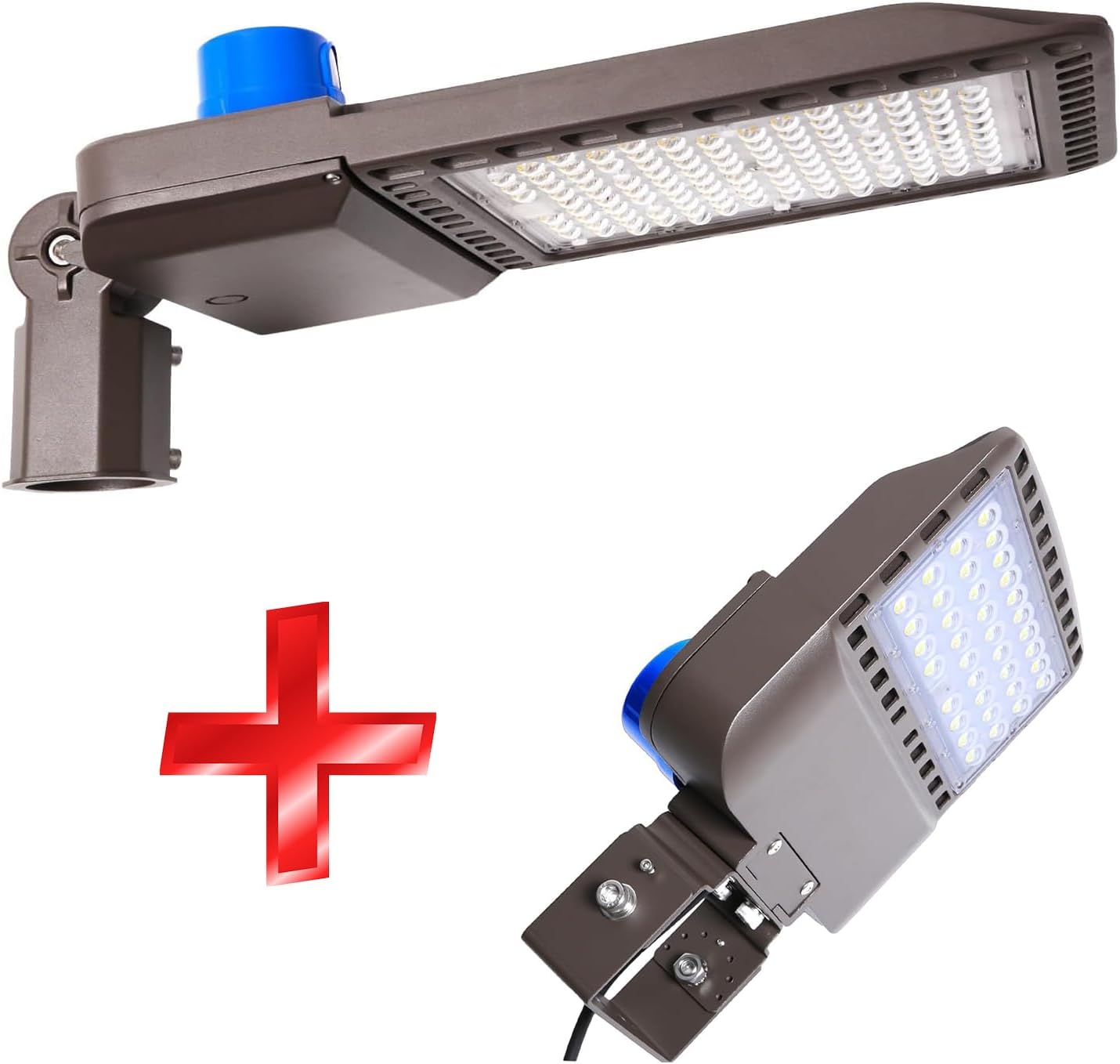 300W and 150W Parking Lot Light Pole Light Dusk to Dawn Flood Lights for Yard IP65 Waterproof 5500K 110-277V Commercial Exterior Lighting Fixture for Stadium,Street,Park