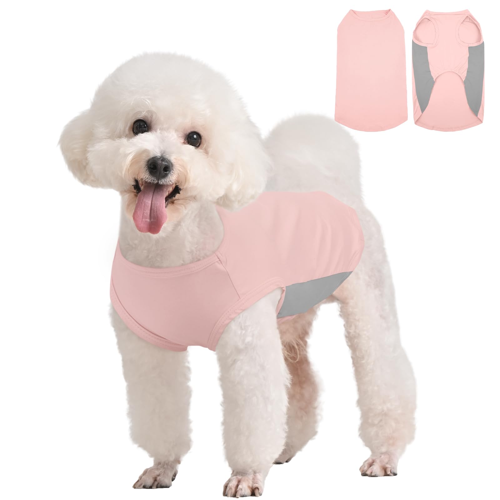 Kuoser Dog Sun Protection Vest, Lightweight Summer Dog Clothing Shirt, Breathable Cooling Vest for X-Small Dogs Outdoor Walking (Pink, XS)