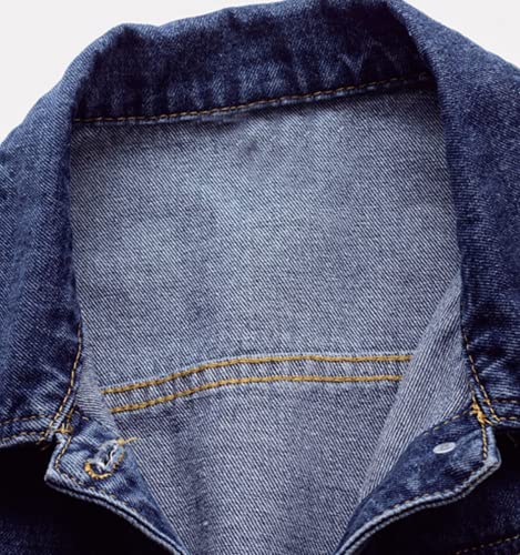 Lifeshe Women's Basic Long Sleeve Button Down Distressed Denim Jackets Jean Jacket Coat #TOP2