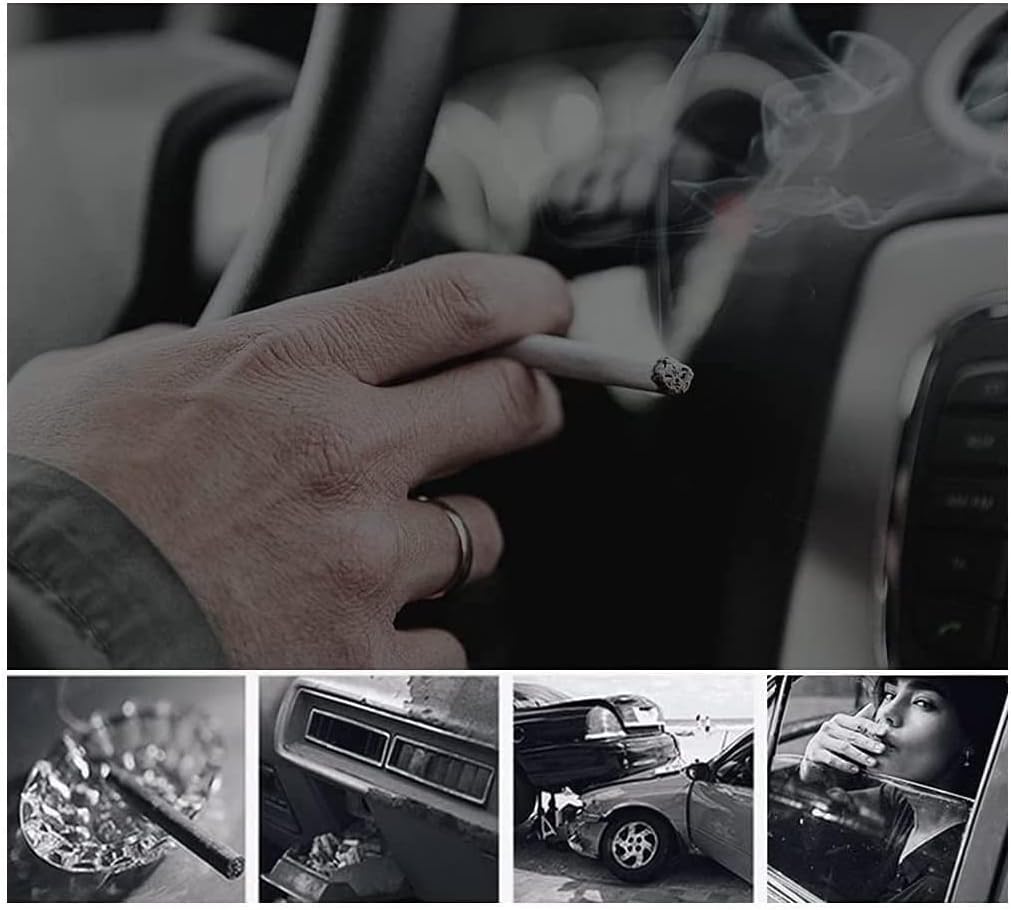 Car Ashtray, Portable Ashtray for Car, Car Ashtray with Lid Portable Stainless Steel Smoking Cup Windproof and Smokeless for Car Cup Holder Home Office (Color : D)