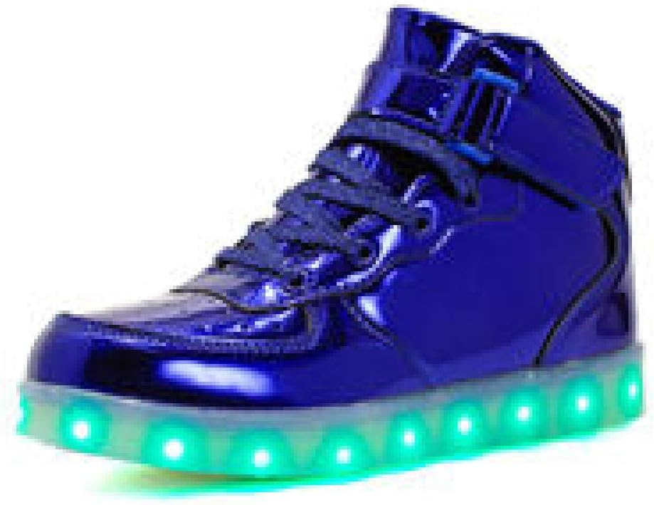 WUANNI Adults Led USB Charging Glowing Sneakers Hook Loop Footwear Unisex Fashion Luminous Casual Shoes For Men Women Dancing Shoes-mirror blue_ten