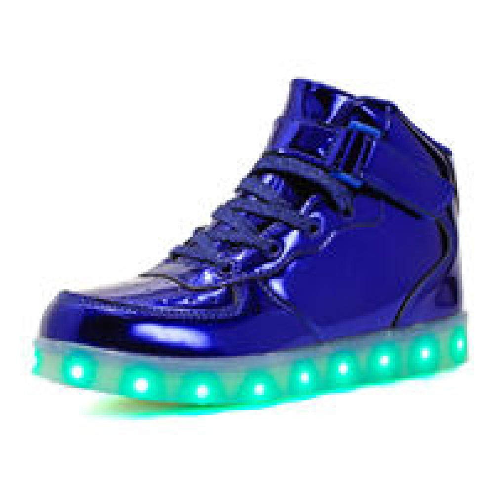 WUANNI Adults Led USB Charging Glowing Sneakers Hook Loop Footwear Unisex Fashion Luminous Casual Shoes For Men Women Dancing Shoes-mirror blue_ten