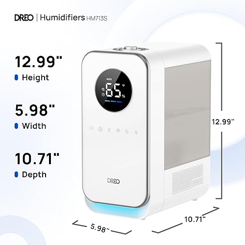Miniatura 9 de Dreo Humidificadores para dormitorio, humidificadores inteligentes y silenciosos de niebla fría para habitación grande, difusor de aceite y luz