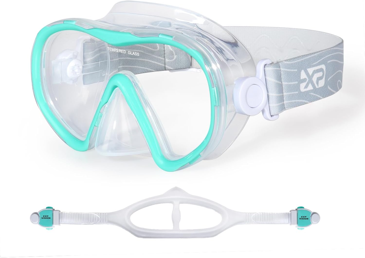 EXPVISIONDIRECT Scuba Diving Mask Adults Anti-Fog Wide View Tempered Glass Snorkeling Goggles 2-in-1 Strap