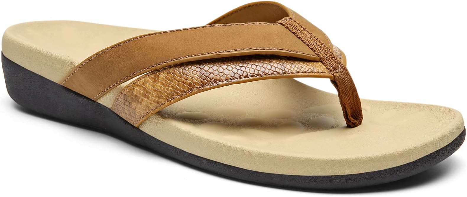 MEGNYAComfortable Flip Flops for Women, Arch Support Walking Sandals Outdoor, Casual Orthotic Sandals