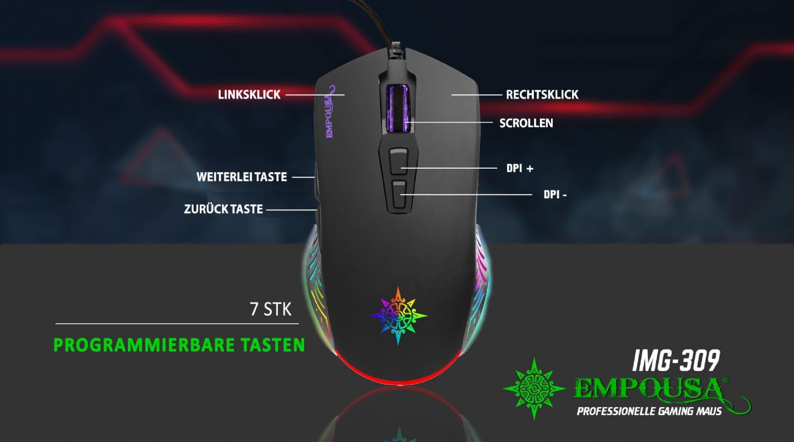 Ratón Game Mouse Con Cable Luz De Fondo RGB Retroiluminado Pc Laptop