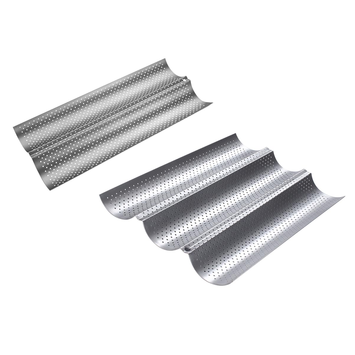 Gatuida 2 Moldes para Hornear Baguettes Antiadherentes y Fáciles de Limpiar de Acero Inoxidable Diseño Ondulado Ideales para Panadería y Repostería Casera