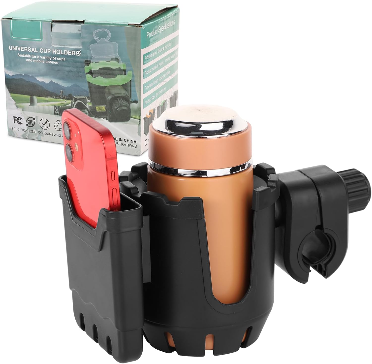 Tree Stand Cup Holder for Hunting, Cup Mount for Treestand Deer Stand Portable Hunting Accessories and Gear Install No Drilling Hunting Gifts for Men, Universal Bike Stroller Bottle Hanger