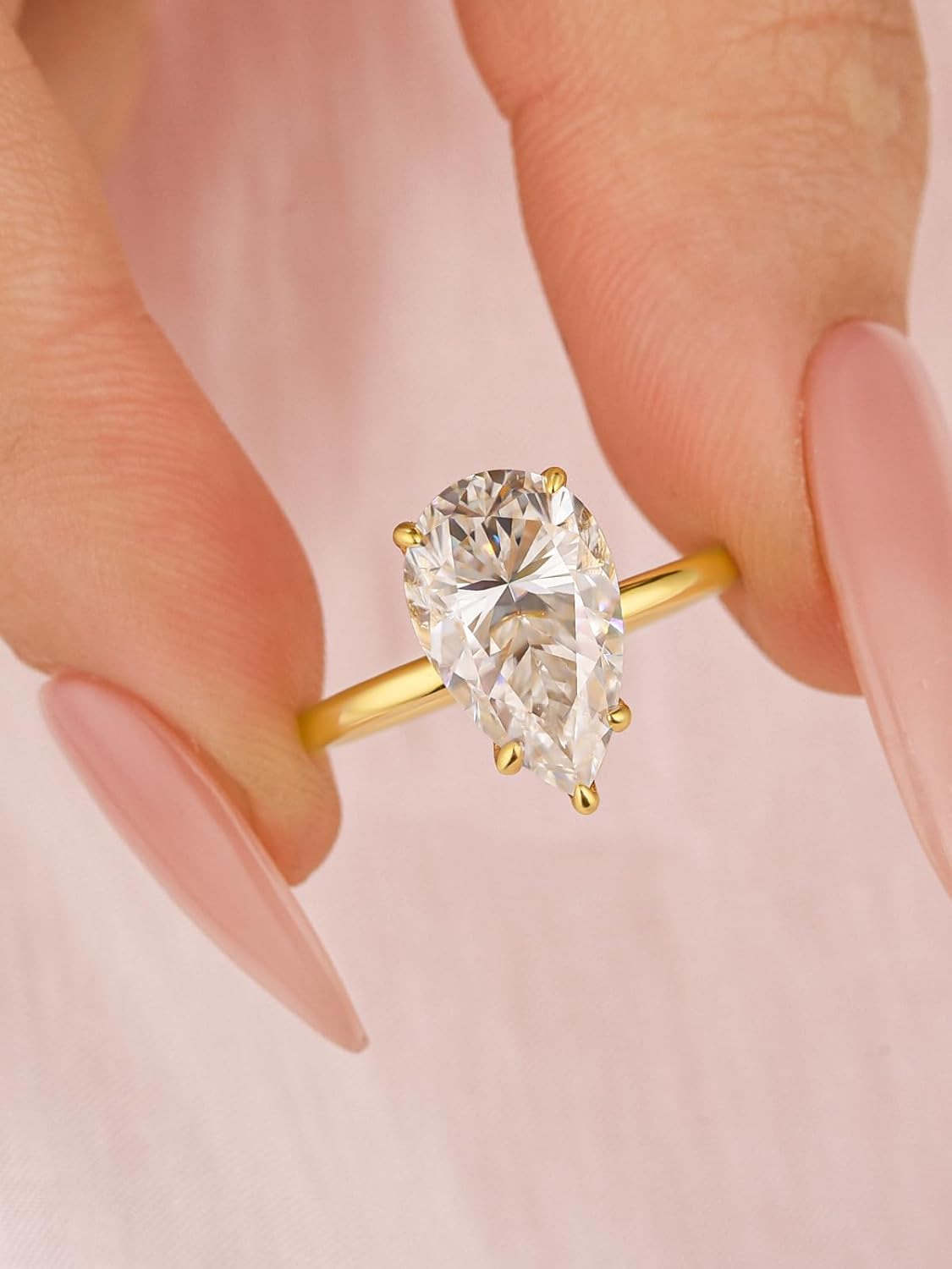 4.0 Carat Pear Cut Lab-Created D Color VVS1 Moissanite Ring, S925 Sterling Silver Engagement Ring for Women - Image 3