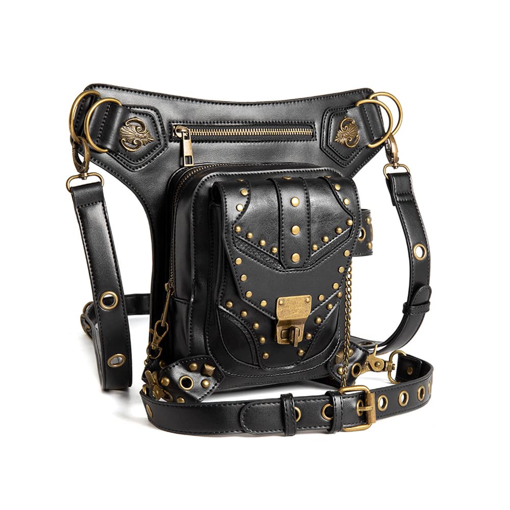 Hommes Femmes Punk Tactique Goutte Jambe Bras Sac Pack Ceinture Imperméable pour Randonnée Camping Vélo Sport en Plein Air Sacs Banane Sport Sac À Bandoulière Sacs Banane Ville (1)