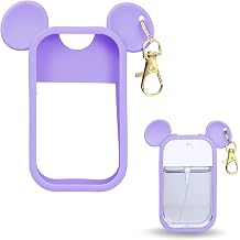 Mouse Design Silicone Case for Touchland Hand Sanitizer Spray 1.5 fl oz Silicone Protective Case Holder with Keychain for Power Mist and Glow Mist, Purple
