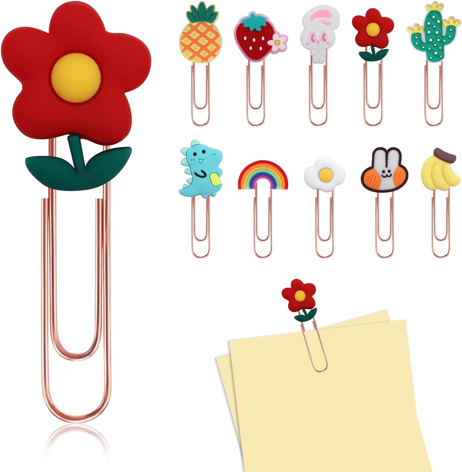Cute Paperclips,10Pcs Colorful Paper Clips Bookmark Clip Teacher Stationery Supplies Cute Teacher Gifts Desk Accessories Office Stationery Supplies Novelty Book Marks for Children Kid Student Teacher