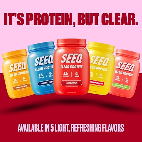 Miniatura 7 de SEEQ Supply Clear Whey - Proteína aislada en polvo, ponche de frutas, 25 porciones, 0.76 onzas de proteína por porción, 0.00 oz de lactosa, sin
