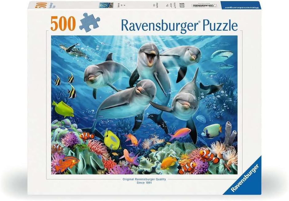 Ravensburger Dolphins 500 Piece Jigsaw Puzzle for Adults - 12000200 - Handcrafted Tooling, Made in Germany, Every Piece Fits Together Perfectly