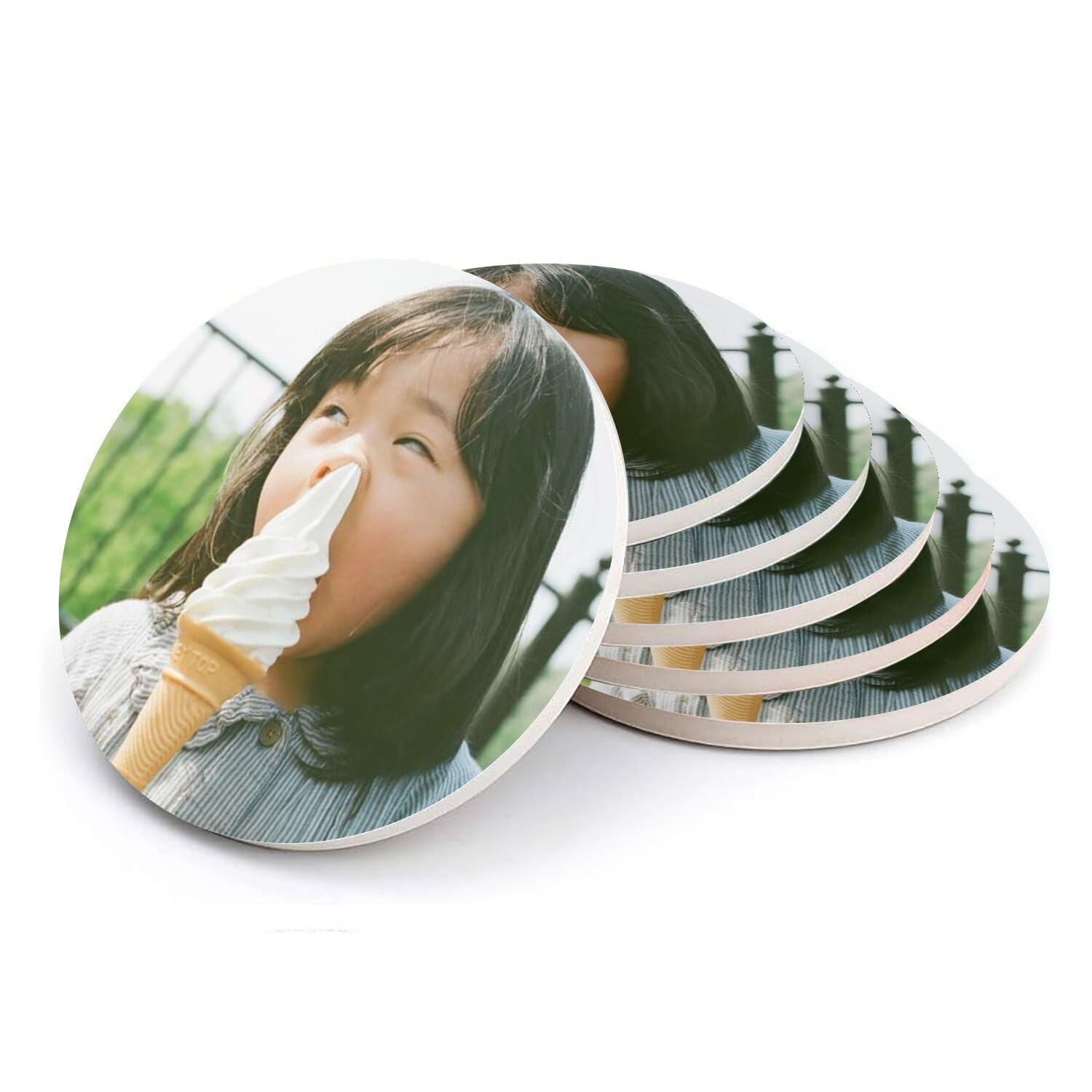 Sous-verre ronds en céramique pour apéritif convivial dessous de table motif enfant rigolo
