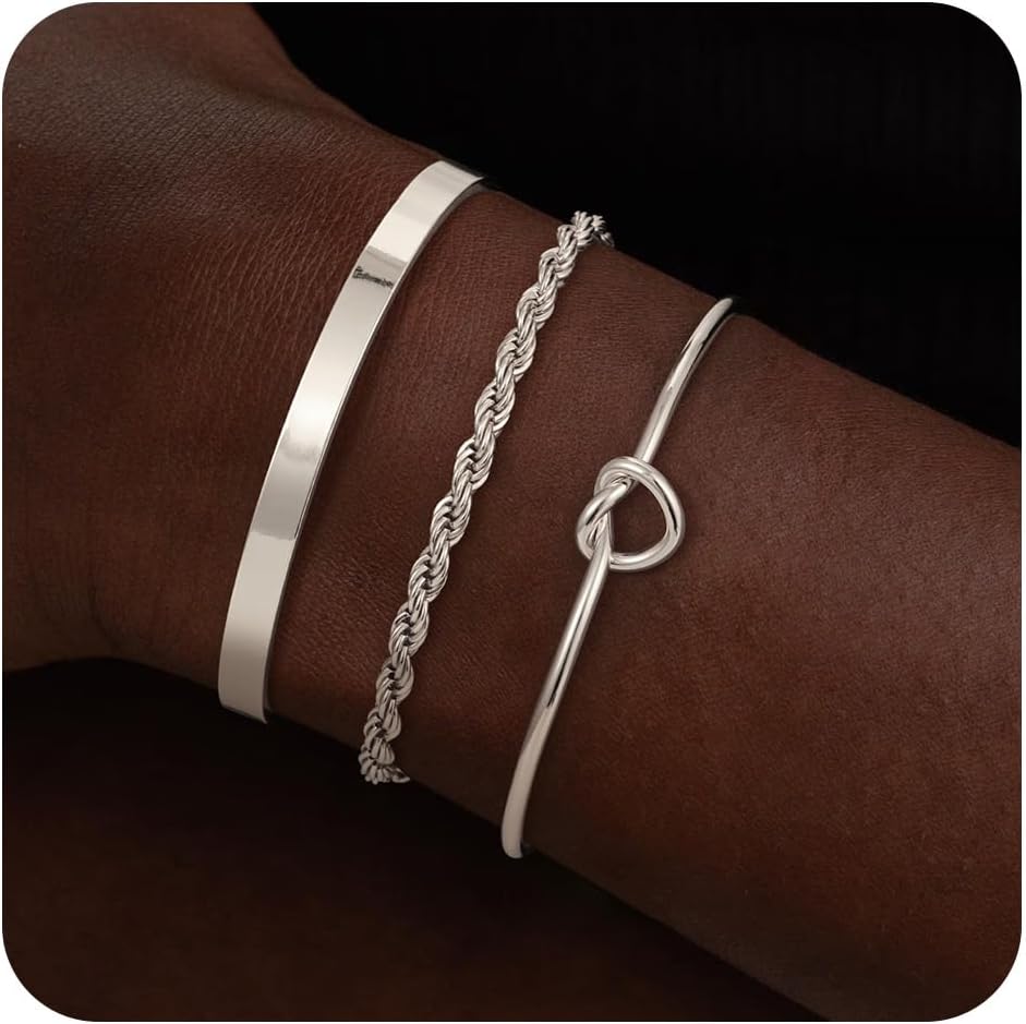 Gold Bangle Bracelets for Women, Non Tarnish Dainty 14K Gold Plated Cuff Bracelets Stackable for Women,Waterproof Bracelet Stack Gold Jewelry Gifts Trendy Adjustable Accessories