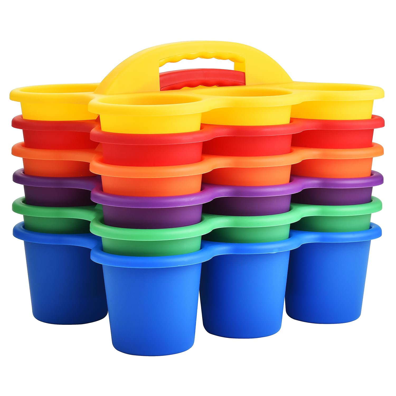 VITEVER Plastic Classroom Caddy Organizer with Handle, 6-Pack, Teacher Supply Storage Caddy for Classroom Organization, Table, Desk, Office, Craft Art for Kids - Color