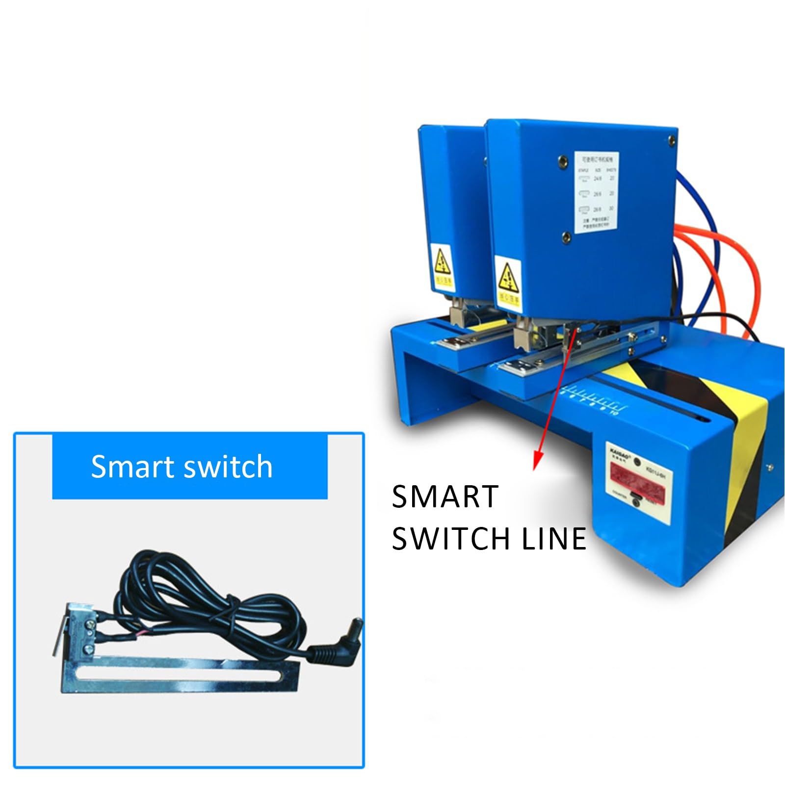 Grapadora neumática, grapadora eléctrica inteligente con contador, grosor de encuadernación ajustable de 1 a 5 mm, ángulos de unión y margen para engrapado y encuadernación precisos